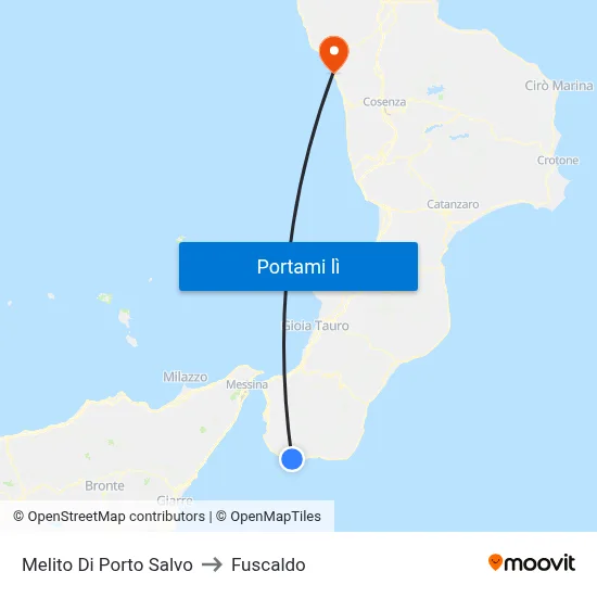 Melito Di Porto Salvo to Fuscaldo map