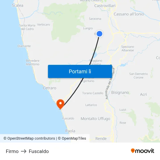 Firmo to Fuscaldo map