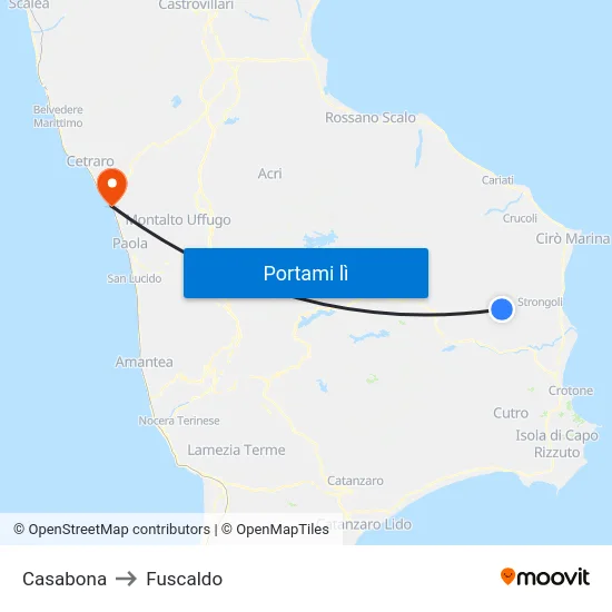 Casabona to Fuscaldo map