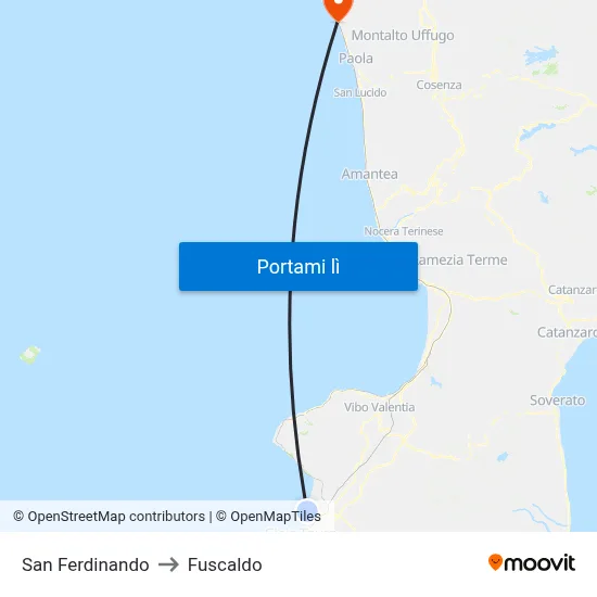 San Ferdinando to Fuscaldo map