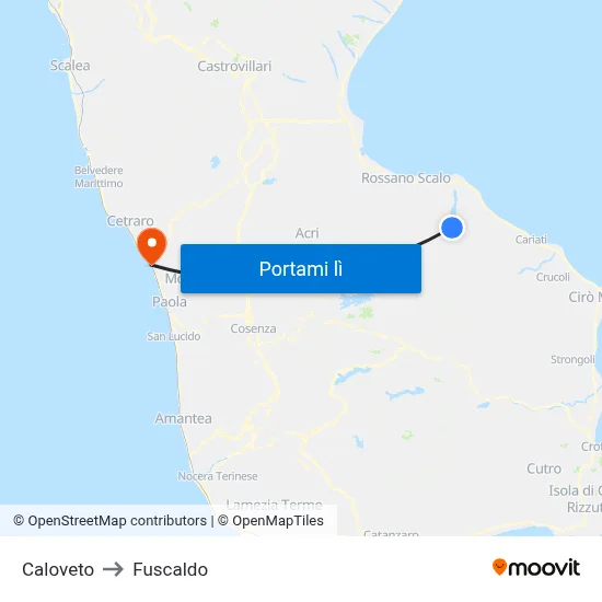 Caloveto to Fuscaldo map