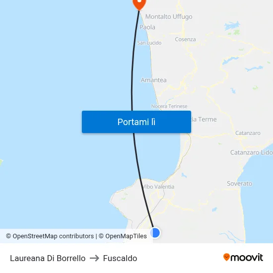 Laureana Di Borrello to Fuscaldo map