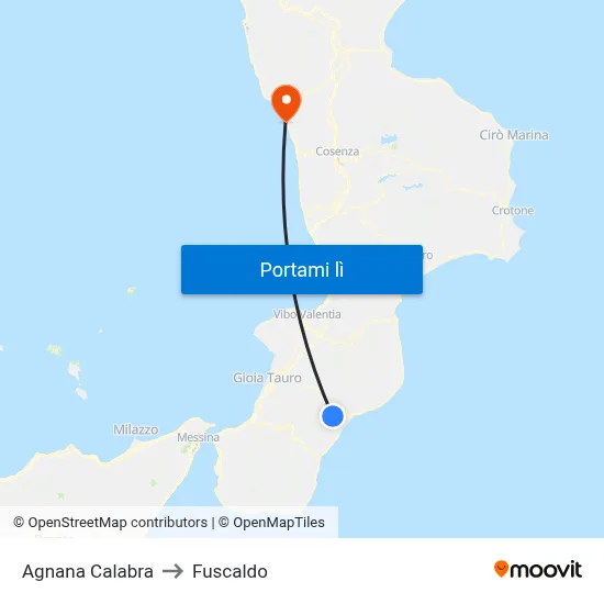 Agnana Calabra to Fuscaldo map