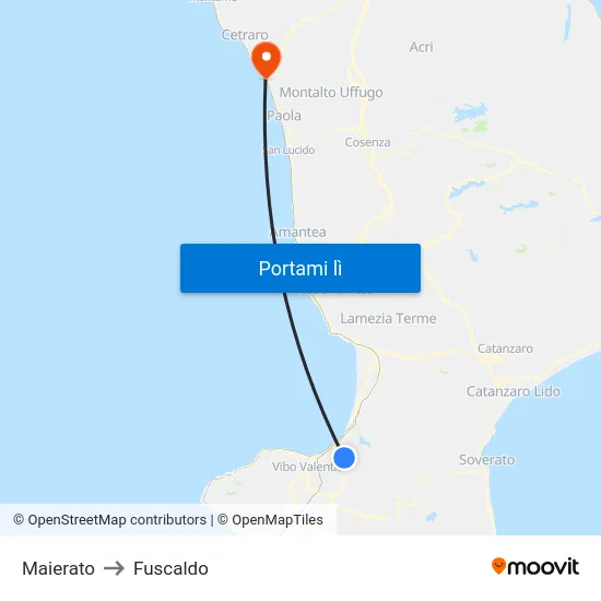 Maierato to Fuscaldo map