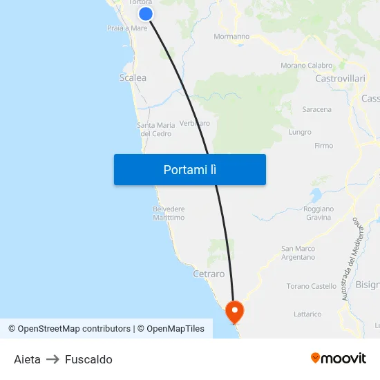 Aieta to Fuscaldo map