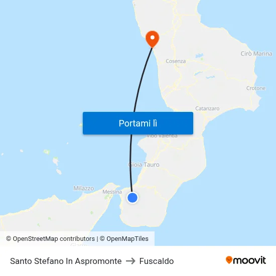 Santo Stefano In Aspromonte to Fuscaldo map