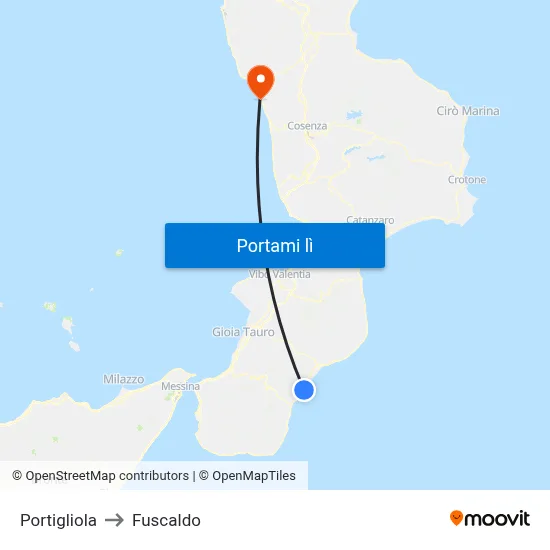 Portigliola to Fuscaldo map