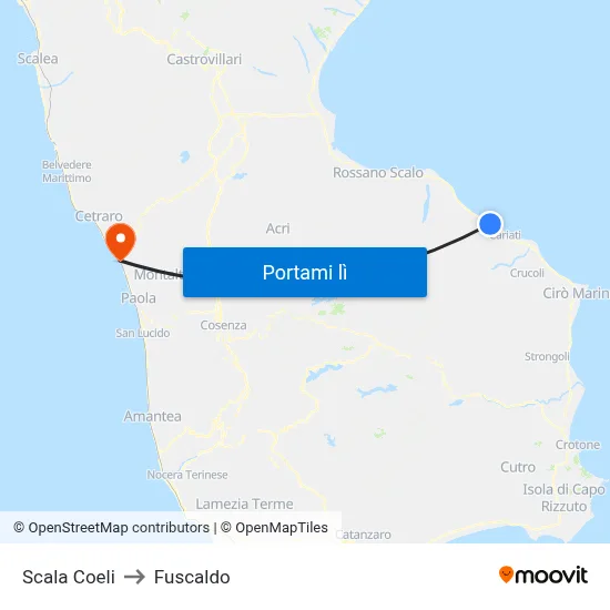 Scala Coeli to Fuscaldo map