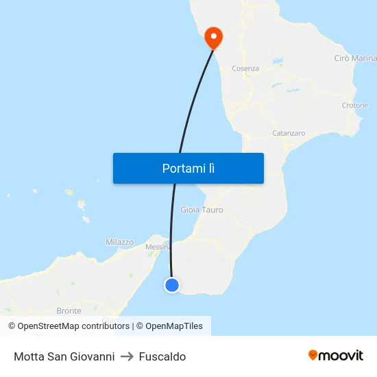 Motta San Giovanni to Fuscaldo map
