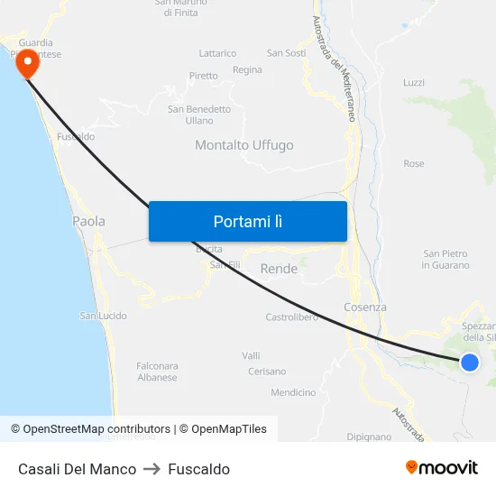 Casali Del Manco to Fuscaldo map