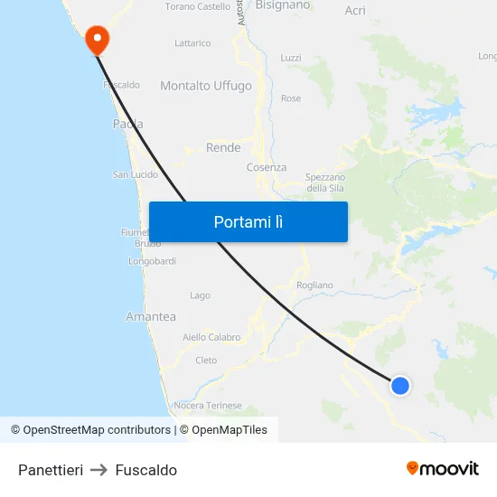 Panettieri to Fuscaldo map