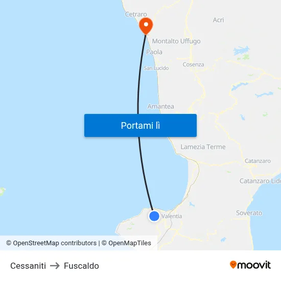 Cessaniti to Fuscaldo map