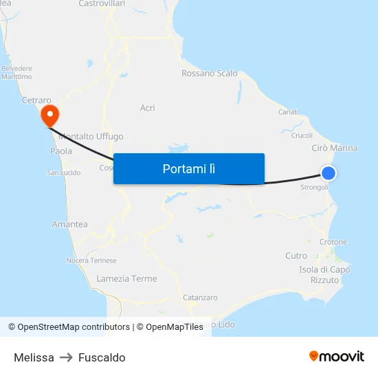 Melissa to Fuscaldo map
