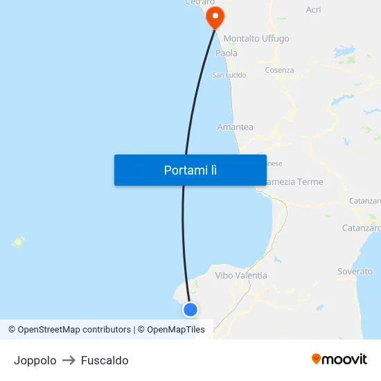 Joppolo to Fuscaldo map
