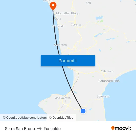 Serra San Bruno to Fuscaldo map