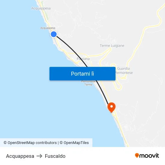 Acquappesa to Fuscaldo map
