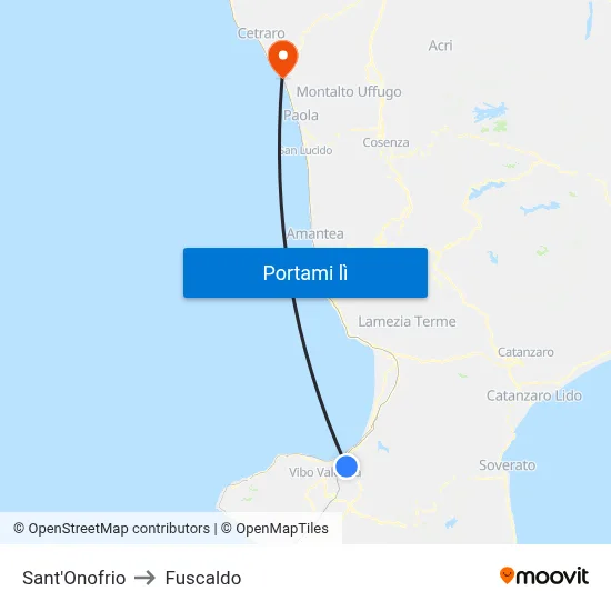 Sant'Onofrio to Fuscaldo map