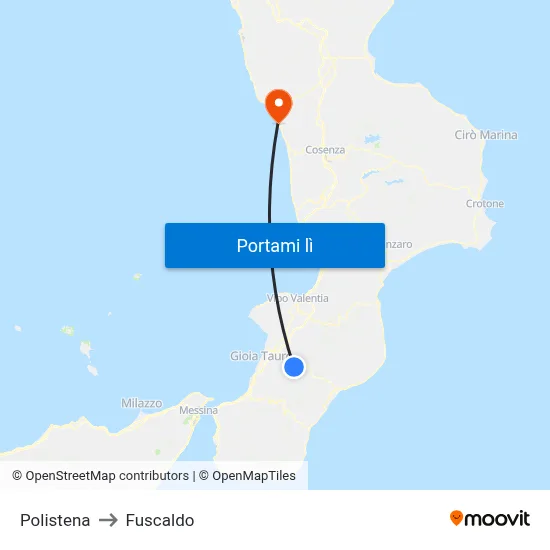 Polistena to Fuscaldo map