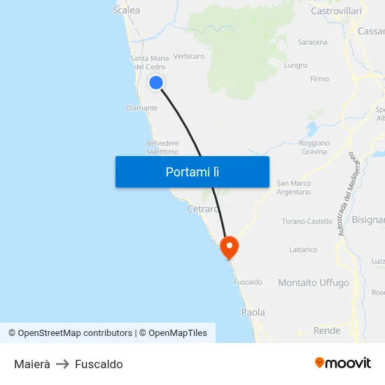 Maierà to Fuscaldo map
