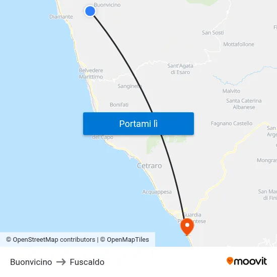 Buonvicino to Fuscaldo map