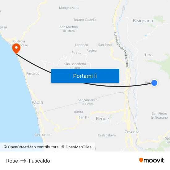 Rose to Fuscaldo map