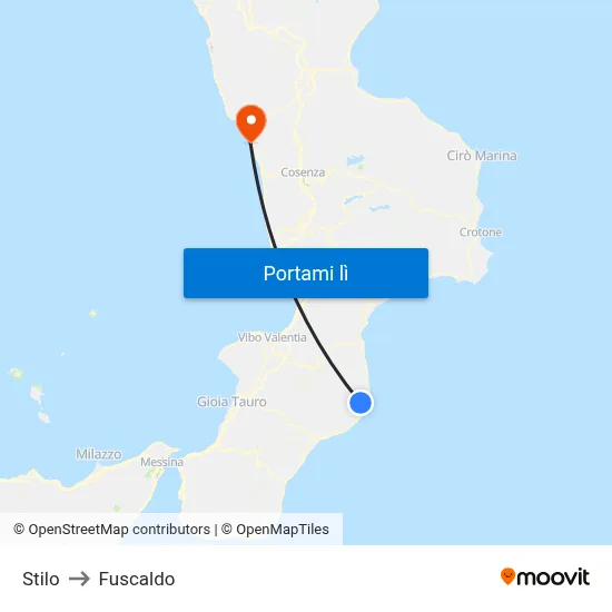 Stilo to Fuscaldo map
