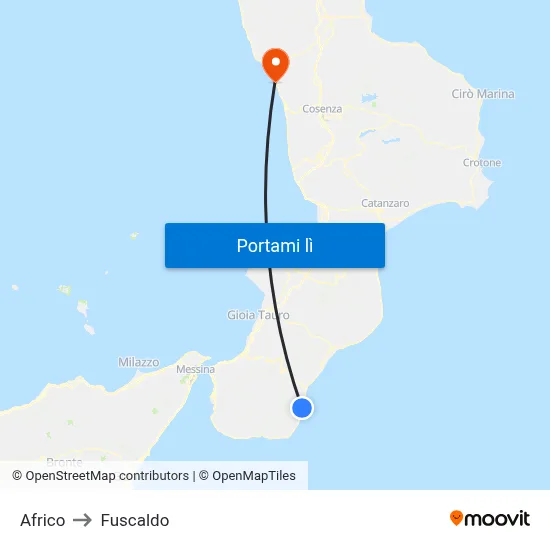 Africo to Fuscaldo map