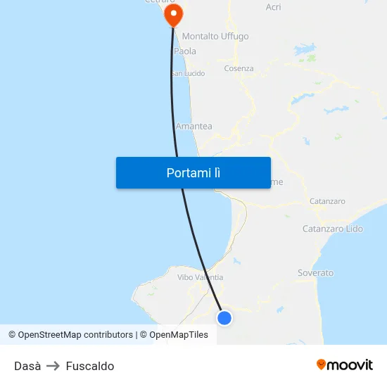 Dasà to Fuscaldo map
