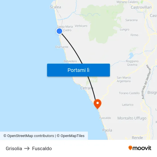 Grisolia to Fuscaldo map