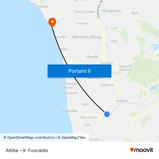 Altilia to Fuscaldo map