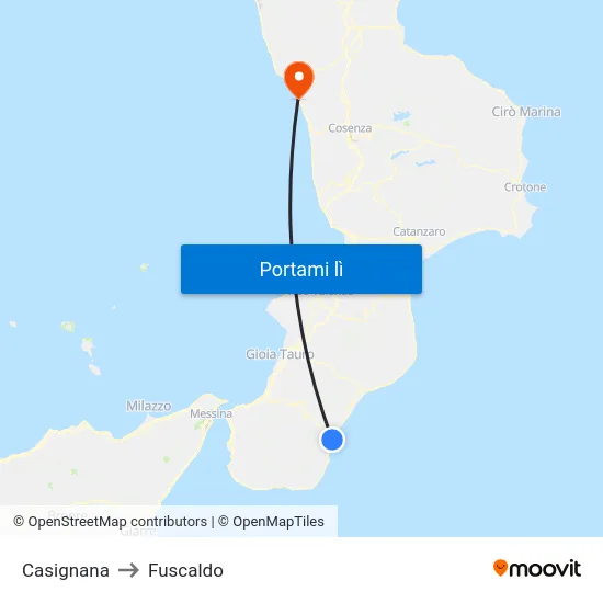 Casignana to Fuscaldo map