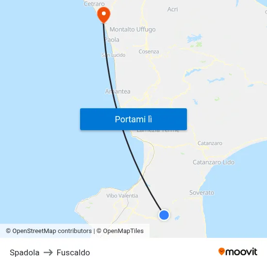 Spadola to Fuscaldo map