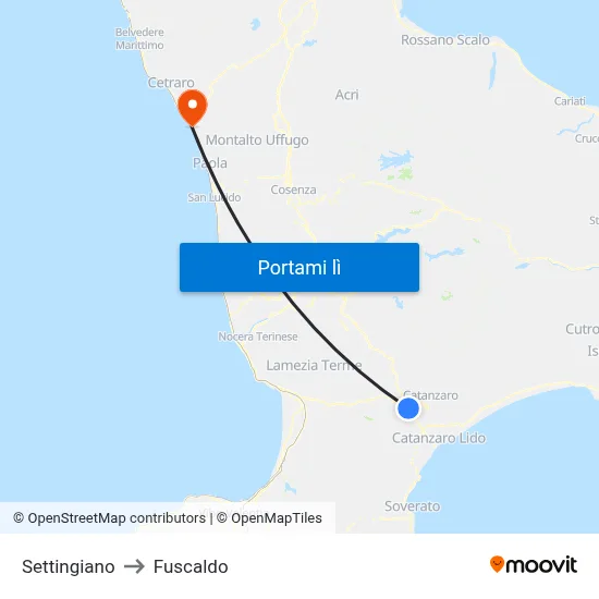 Settingiano to Fuscaldo map