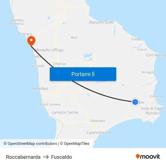 Roccabernarda to Fuscaldo map