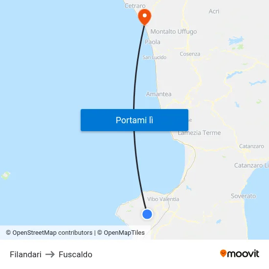 Filandari to Fuscaldo map