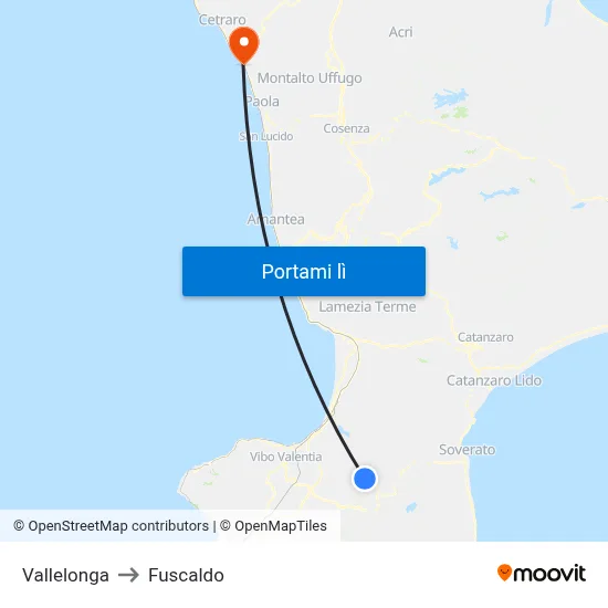 Vallelonga to Fuscaldo map