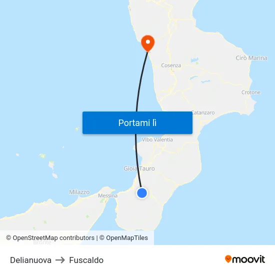 Delianuova to Fuscaldo map