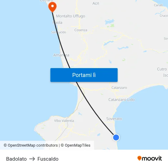 Badolato to Fuscaldo map