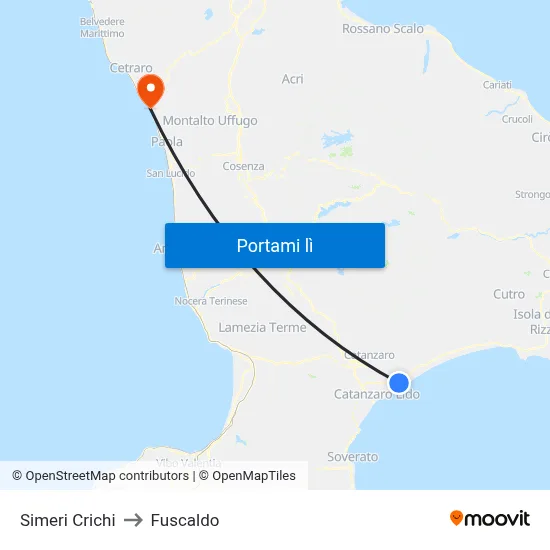 Simeri Crichi to Fuscaldo map