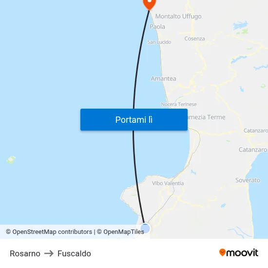 Rosarno to Fuscaldo map