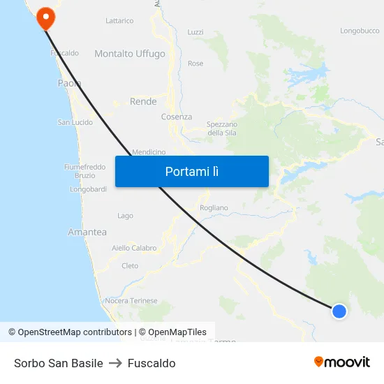 Sorbo San Basile to Fuscaldo map
