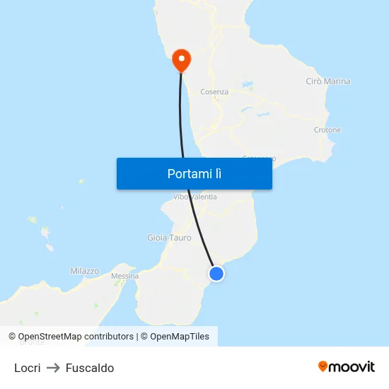 Locri to Fuscaldo map