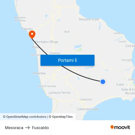 Mesoraca to Fuscaldo map