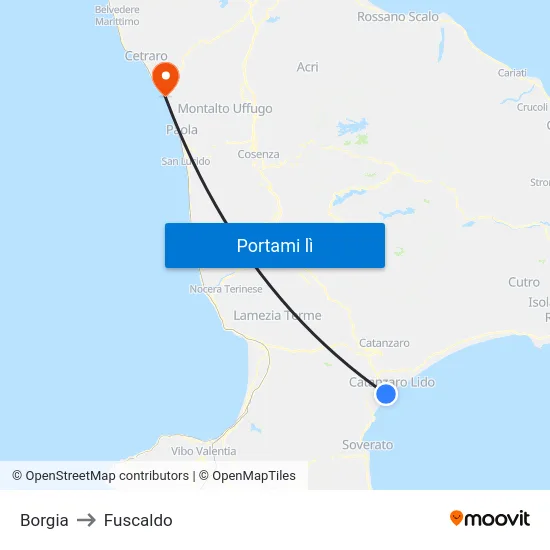 Borgia to Fuscaldo map