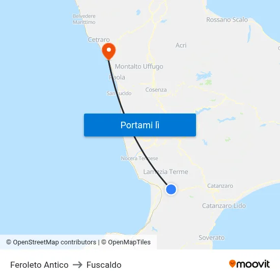 Feroleto Antico to Fuscaldo map