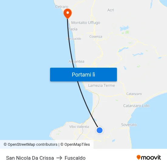 San Nicola Da Crissa to Fuscaldo map