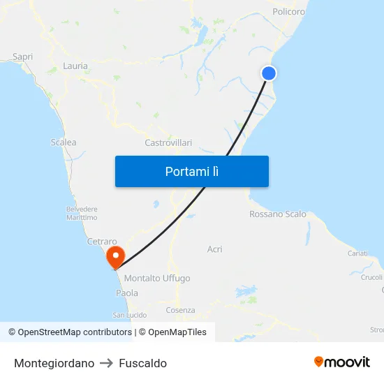 Montegiordano to Fuscaldo map
