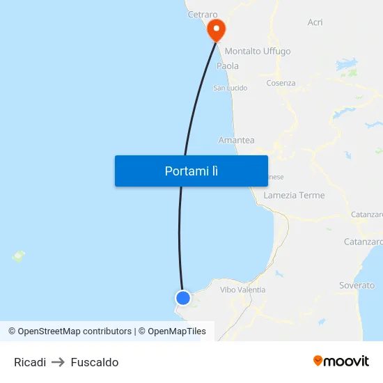 Ricadi to Fuscaldo map