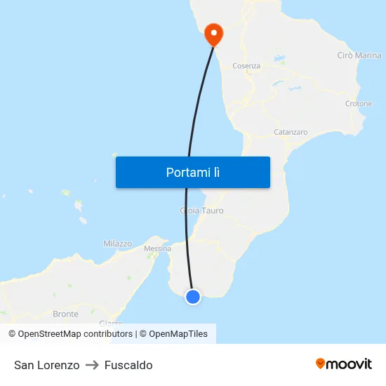 San Lorenzo to Fuscaldo map