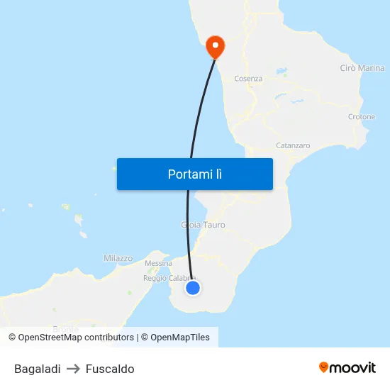 Bagaladi to Fuscaldo map